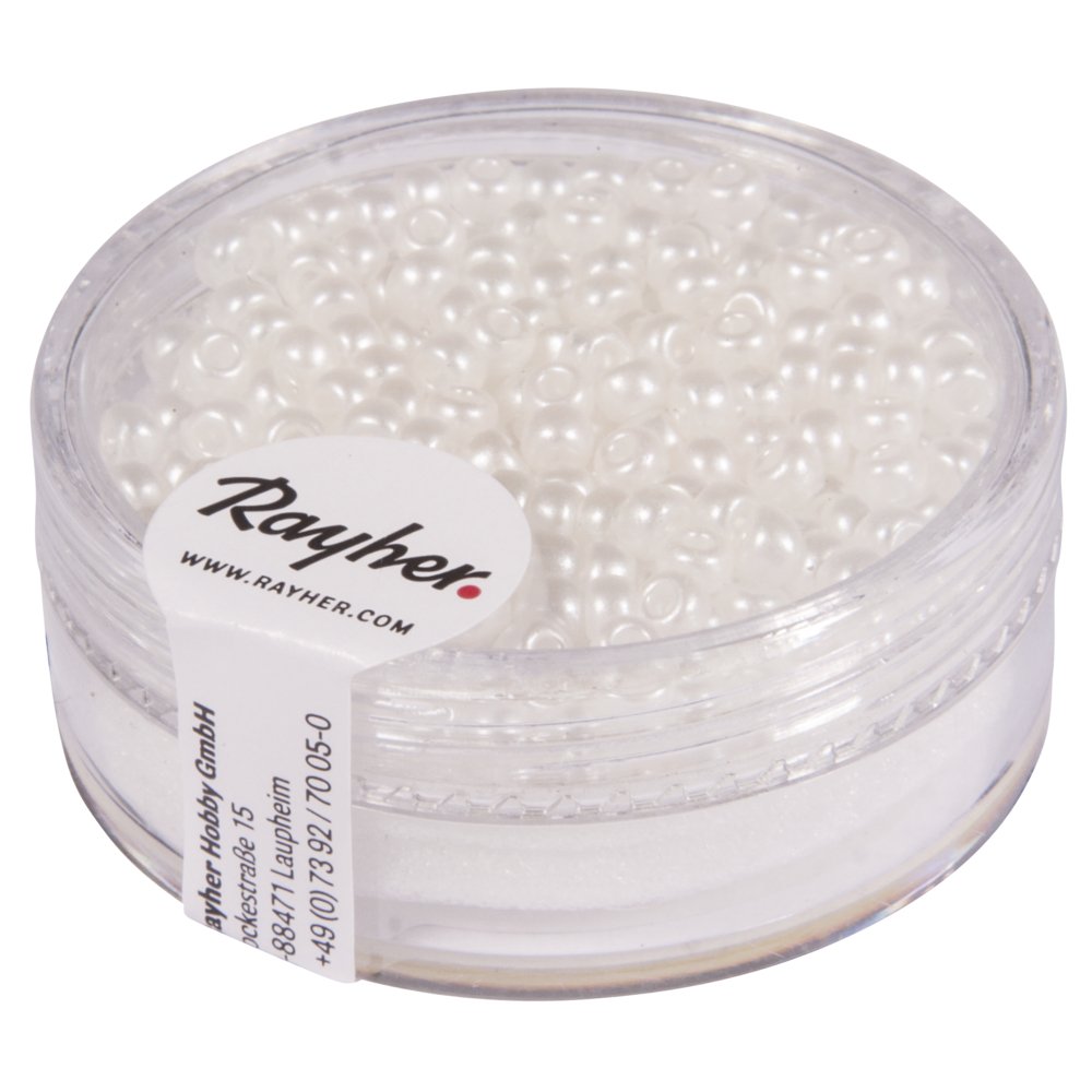 RAYHER 14589102 Rocailles verwachst, 2,6 mm, Dose 7g, Weiãÿ