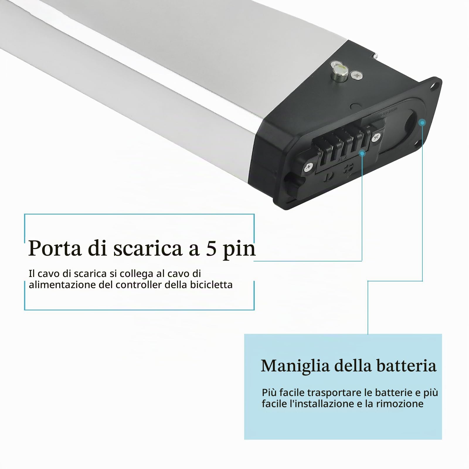 Batteria E-Bike 48V17.5Ah per Biciclette Elettriche Pieghevoli Engwe PRO 2, Mate X, Engwe Engine X, per Motori 250W 350W 450W 500W 750W 1000W, Batteria al Litio con BMS e Caricatore (48V17.5Ah)