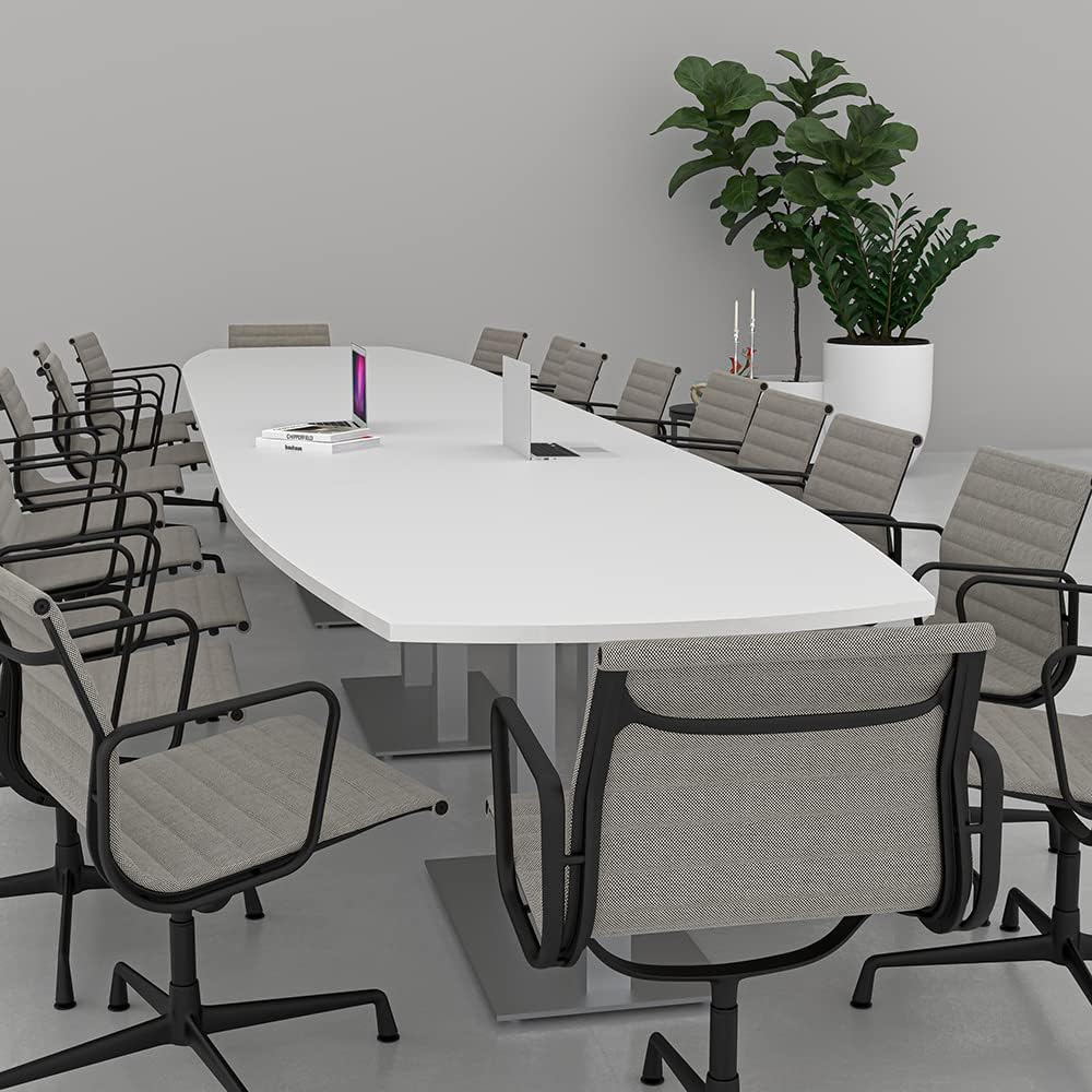 SKUTCHI DESIGNS INC. 22 Person Arc Boat Modular Boardroom Table | Large Conference Room Table |Metal Bases | Harmony Series | Maple : Office Products