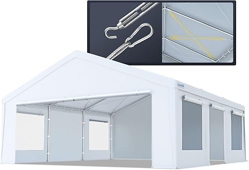 Miniatura 11 de Quictent Toldo resistente de 10 x 20 pies, refugio impermeable para exteriores con pico ultra alto y ventanas de ventilación, garaje portátil