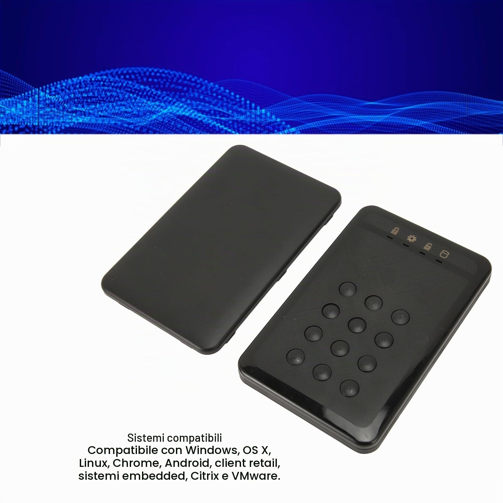 Ausla Disco Rigido Esterno Portatile con Crittografia Hardware con USB 3.0, Autenticazione PIN, Crittografia in Tempo Reale, velocità di 5 Gbps per, OS X, e