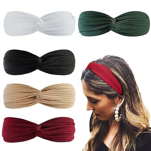 Miniatura 1 de Eyanse Diademas para mujer anudadas en la parte superior de gamuza elástica a la moda turbantes giratorios tela de tela accesorios para el cabello