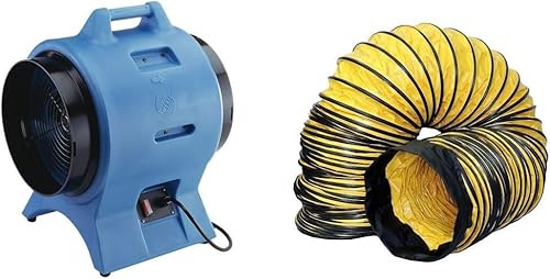 VAF3000A Confined Space Ventilation Blower Fan with 12" x 25' Ducting Hose Kit – Portable Industrial Air Mover for Job Sites & HVAC