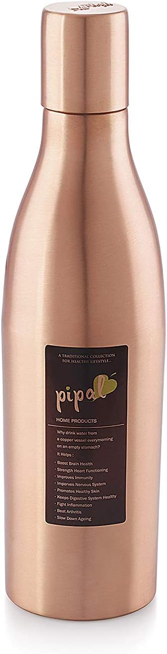 Pipal, Sanjivni Pure Copper Water Bottle, Leak Proof and Joint-less, Perfect for Sports, Fitness, Yoga with Ayurvedic Health Benefits-1100 ml