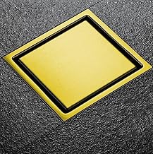 Shower Drain Cover Stainless Steel Shower Drain Cover with Reflux Prevent Bouncing Odors and Insects - Hidden Shower Drain Set for Bathroom Stainless Steel Anti-Odor Square Shape 15x15cm - Gold