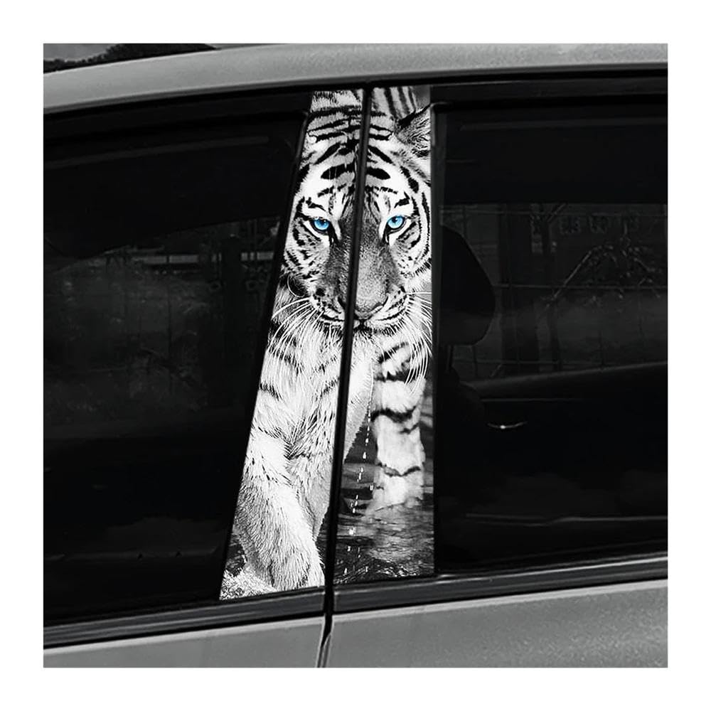 Decorative Items 2PCS Auto Center Pillar Sticker Tiger Waterproof Car B-Pillar Vinyl Decals(Type A)