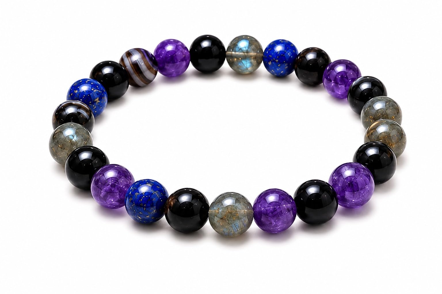 Jet Shani Sade Sati Protection Crystal Bracelet 8mm | Natural Gemstone Beads Stretch Bracelet for Men & Women | Handmade Astrology-Inspired Bracelet-image-19