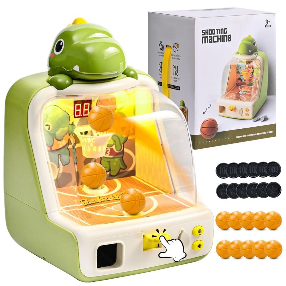 FunBlast Dinosaur Tabletop Basketball Shooting Game Toy for Kids – Electronic Arcade Shooting Machine with Score Display, Mini Balls & Coins, Indoor Sports Toy for 3+ Years Boys & Girls-image-8