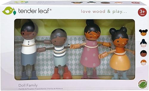 Miniatura 5 de Tender Leaf Toys - Familia de muñecas Humming Bird - Juego familiar de muñecas de madera multicultural con brazos y piernas flexibles - Inspira un
