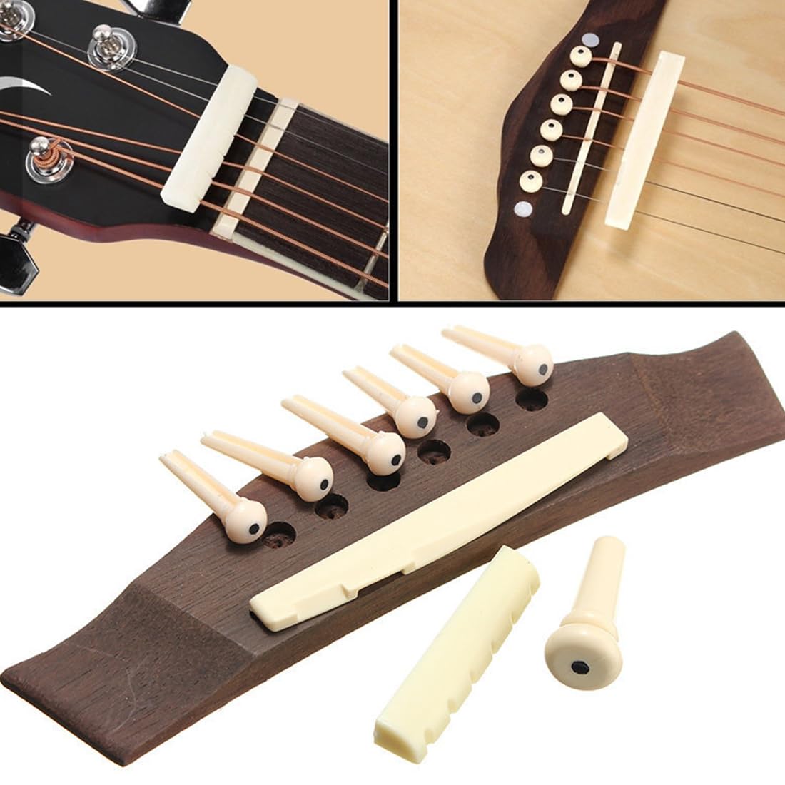 Estrattore Per Bridge Pins Chitarra Acustica | Kit Con 12 Pins Di Ricambio E Strumento Con Dado - Foto 7