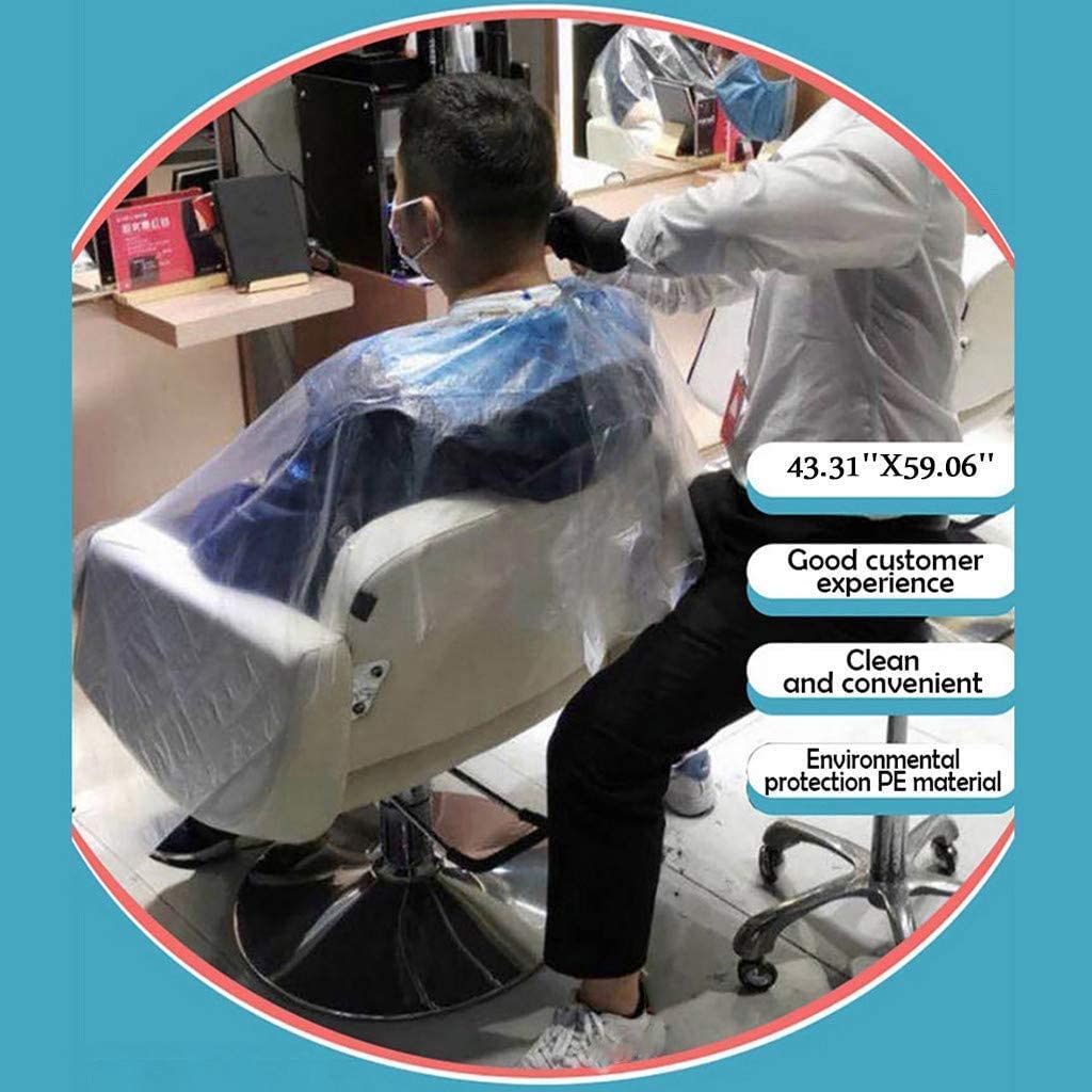 100 pezzi Mantelle per taglio capelli, Mantelle monouso per parrucchiere, Copertura per taglio capelli impermeabile Mantella per barbiere, per parrucchiere e parrucchiere, tinture per capelli
