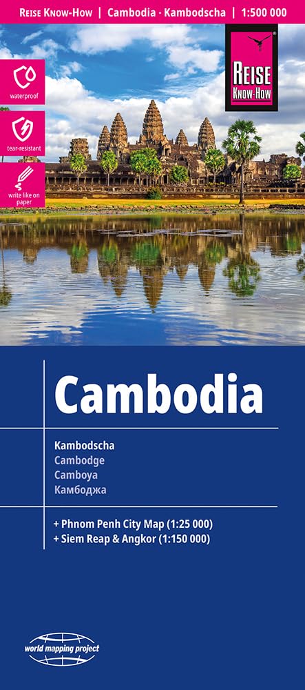 Cambodia 1:500,000 - Including Phnom Penh City Map & Siemp Rap & Angkor: inc Phnom Penh City map and Siem Reap/Angkor