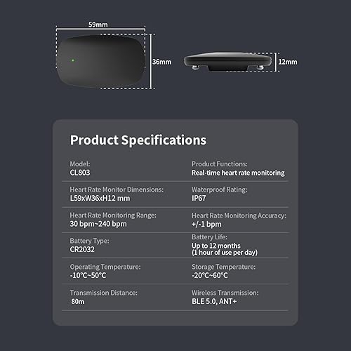 Miniatura 8 de Heart Rate Monitor Chest Strap HRM CHILEAF Accurate HR Sensor ANT + Bluetooth Waterproof Comfortable Washable Strap Long Battery Life Compatible