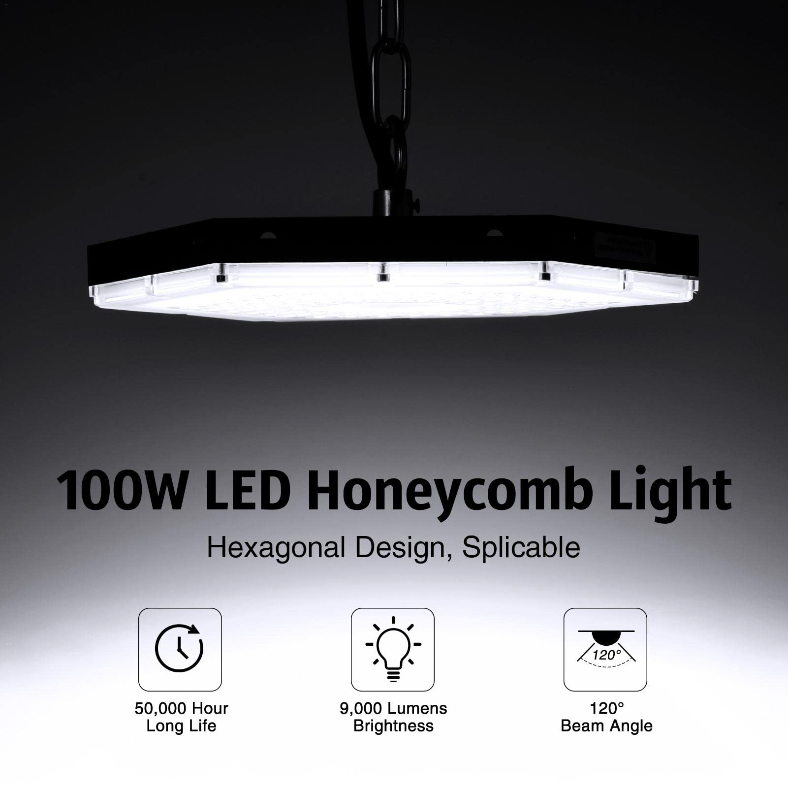 3 Pack 100W UFO LED High Bay Light, 10000 lumenów Lampa przemysłowa Oprawa oświetleniowa Bay Area, światło dzienne białe 6500K, Oświetlenie sklepowe LED do warsztatu Fabryka Magazyn Garaż Oświetlenie