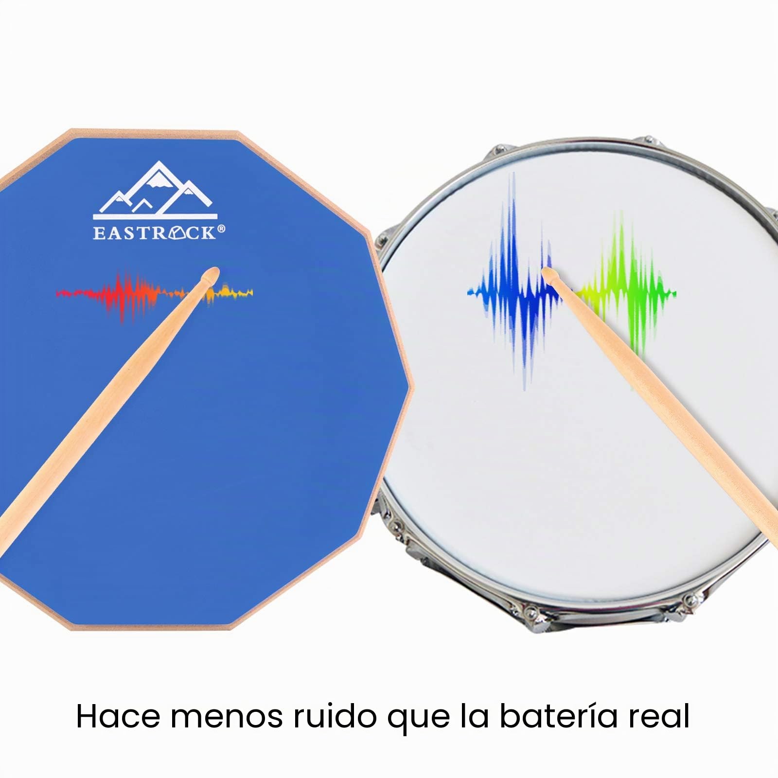 EASTROCK Pad para Práctica de Doble Superficie con Baquetas de Batería Drum Pad Silencioso 28 cm con Bolsa de Transporte,11 Pulgadas Almohadilla De Tambor Silenciosa(Azul))