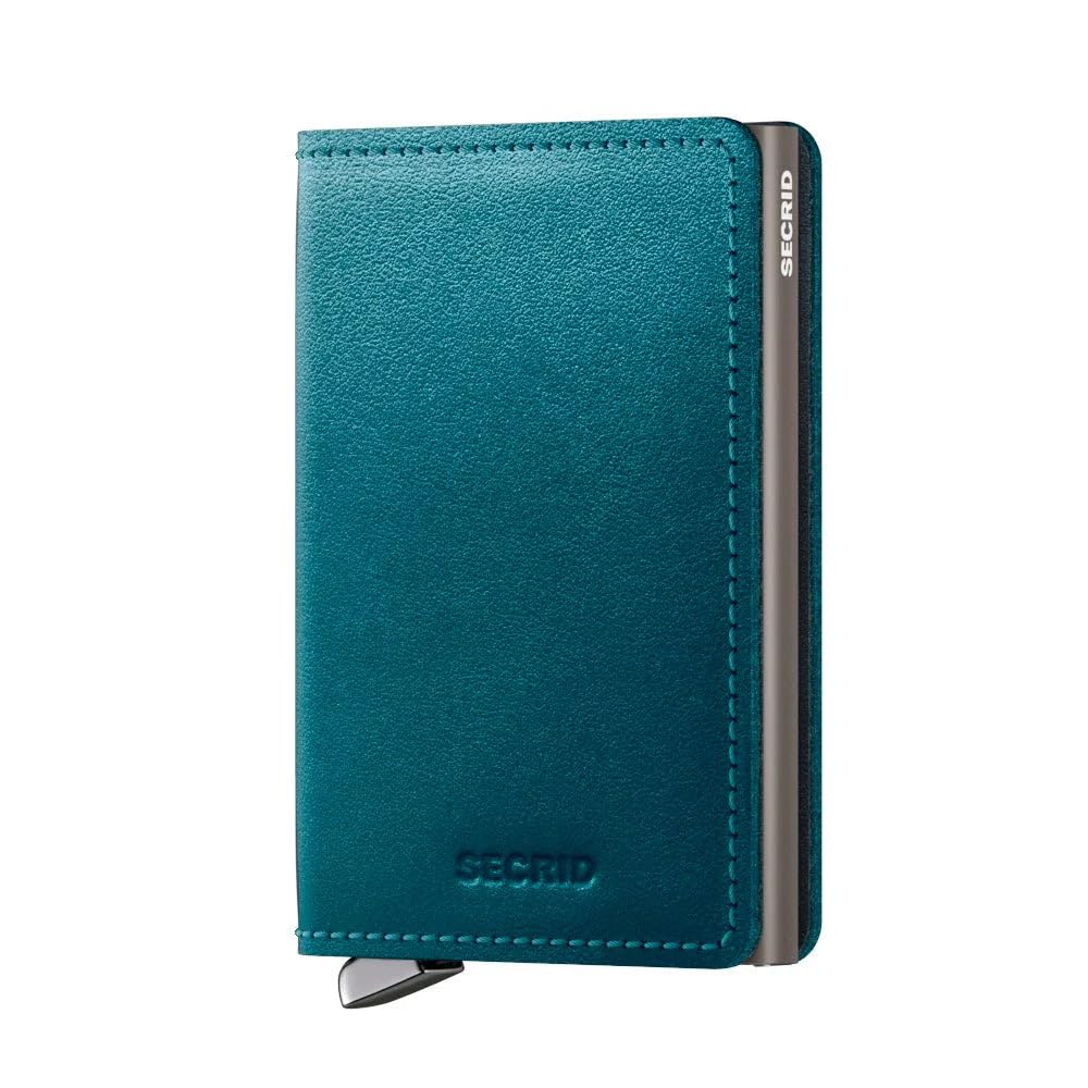 SECRID Slimwallet Dusk - Portafoglio unisex per adulti, in pelle italiana di alta qualità, con protezione RFID, colore foglia di tè, Verde acqua