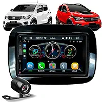 Multimídia MP5 7 Polegadas Bluetooth USB Com CarPlay e Android Auto Sem Fio Moldura Fiat Mobi 2016 até 2025 Câmera de Ré