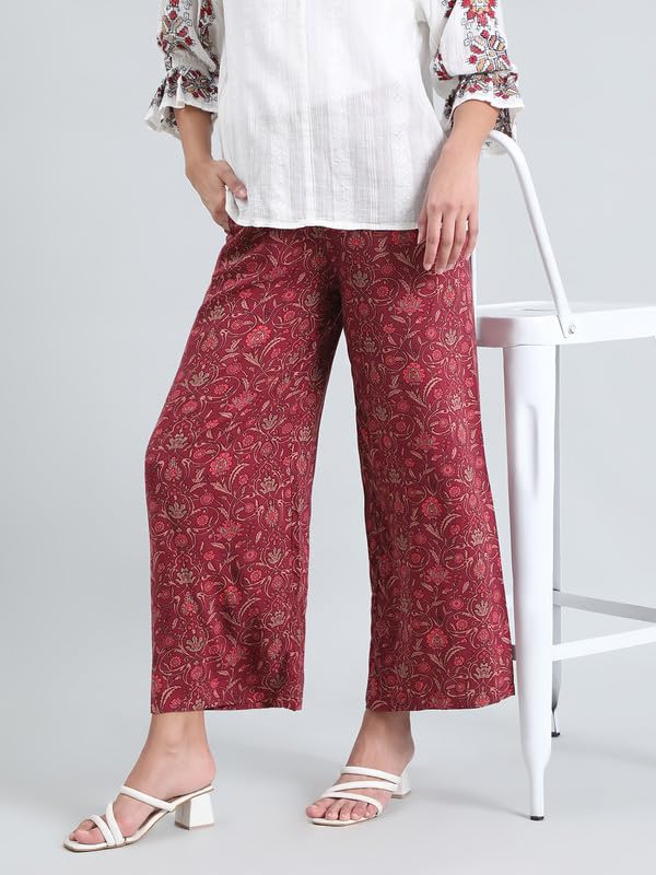 Image of GO COLORS Soft Viscose Printed Palazzo Full Length for Women| Breathable, Mid Rise