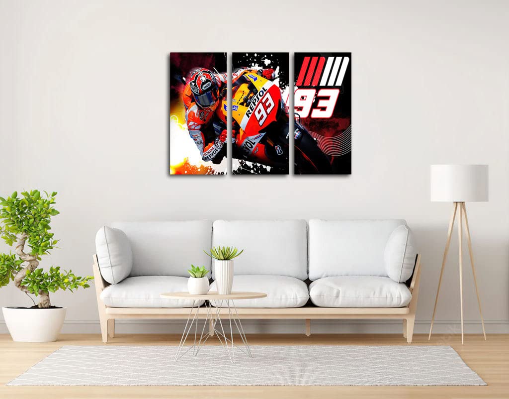 Modernes Fotobild – 3-teilige Motorrad-Kunst Mit Marquez/Repsol-Motiv, 97x62 Cm, Auf Holz