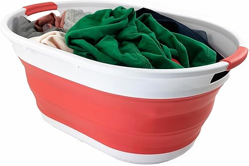 Miniatura 6 de SAMMART Cesta plegable de plástico para lavandería de 39L (10.3 galones), tina de lavado plegable, fácil almacenamiento y ahorro desplegable