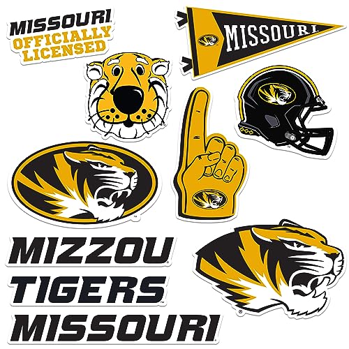 Image of University of Missouri 9ct Vinyl Large Deluxe Stickers Variety Pack - Laptop, Water Bottle, Scrapbooking, Tablet, Skateboard, Indoor /Outdoor - Set of 9