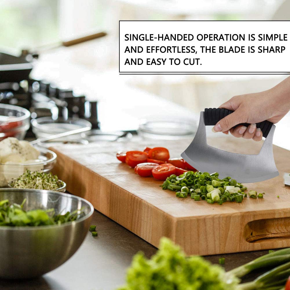 NILKANTH Stainless Steel Rocker Pizza Cutter & Salad Chopper Knife with Protective Cover | Sharp Multipurpose Kitchen Slicer for Pizza, Vegetables & Herbs 2