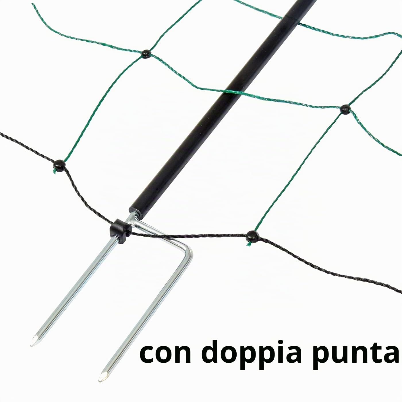 VOSS.farming Rete per recinzioni da pascolo elettrificabili, Altezza 90 cm e Lunghezza 50 m, 20 Pali Neri, a Punta Singola, Colore Verde Pino