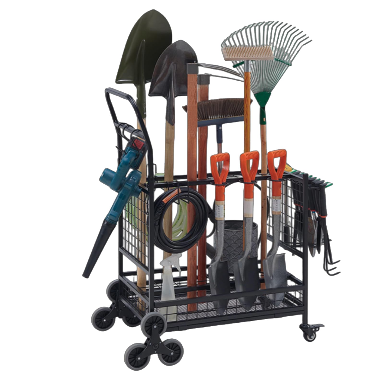Organiseur d'outils de jardin réglable pour râteaux et pelles d'abri