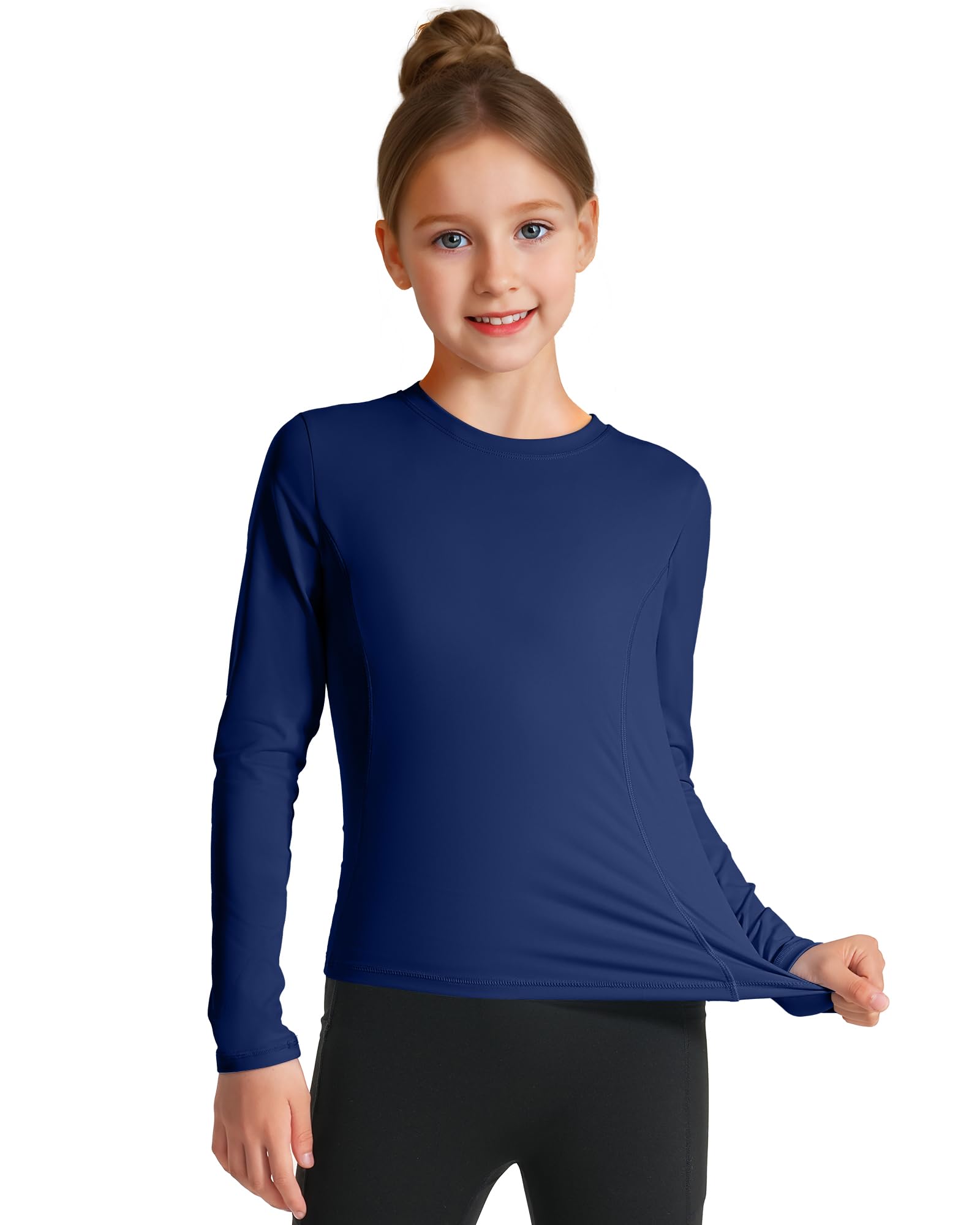 HASMES Girls Long Sleeve Athletic Shirts Kids Quick Dry Cheer Yoga Tops