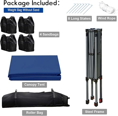 Miniatura 7 de Tangkula Toldo desplegable de 8 x 8 pies, refugio instantáneo de tienda de campaña de pierna recta con bolsa con ruedas, 4 bolsas de arena, 8