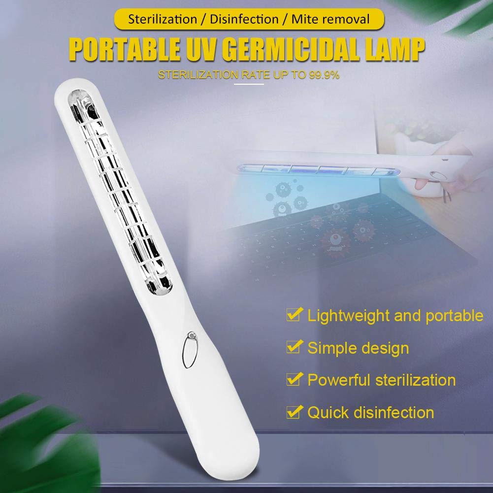 Lámpara de esterilizador UV de 5 vatios, lámpara ultravioleta portátil de mano, luz UVC de carga USB para viajes en el hogar al aire libre Mejorar mascotas