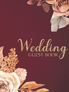 Burgundy Wedding Guest Book Hardcover: Mr. and Mrs. Boho Wedding Guest Book Gold | Purple Watercolor Floral Flower Elegant Vow Wedding Guest Book for ... Gifts With Picture Frame | Tropical Leaves