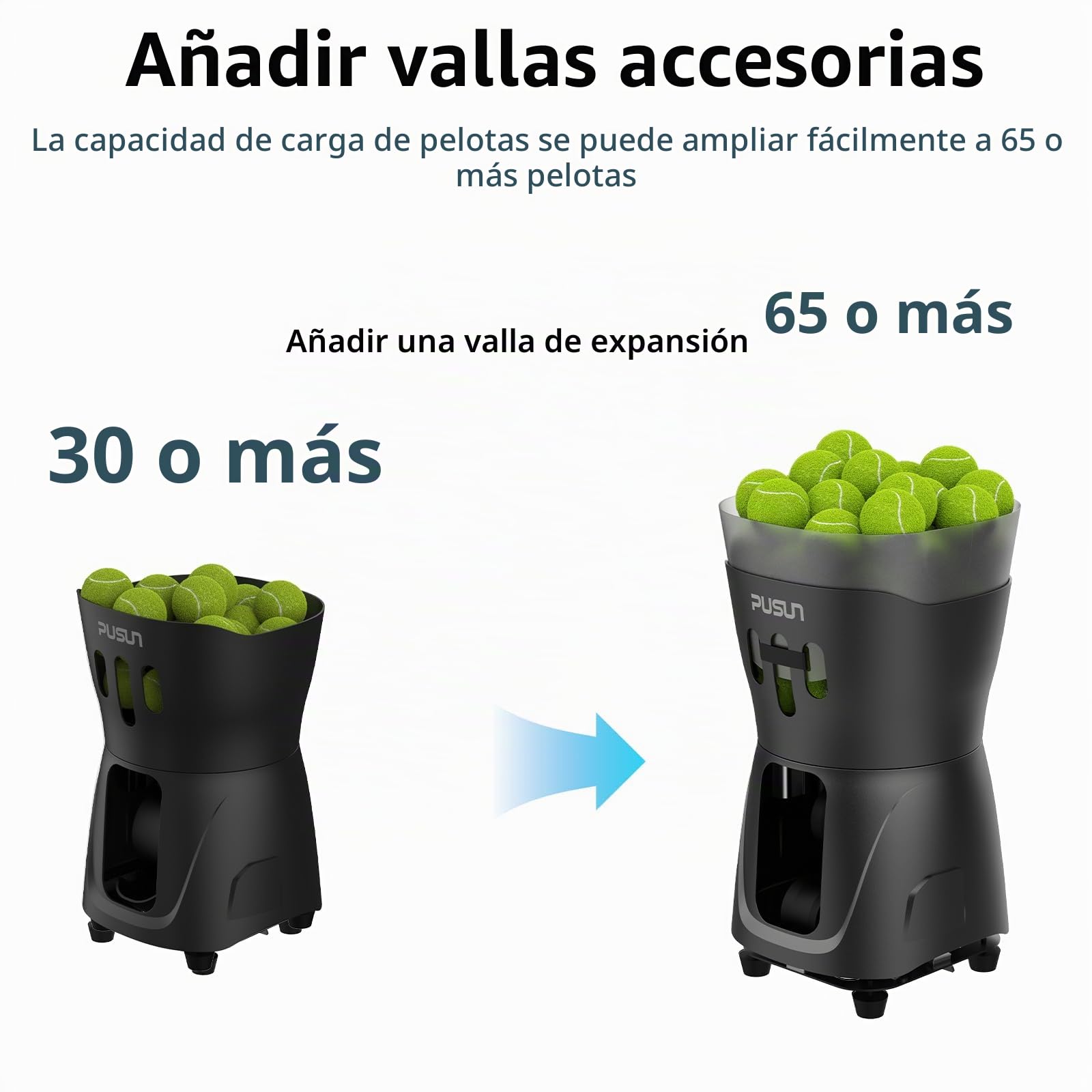 PT-Mini Pro - Lanzador de pelotas de tenis automático profesional con mando a distancia, control inteligente por aplicación, tolva de bola de 65+, alimentada por pilas, equipo de práctica