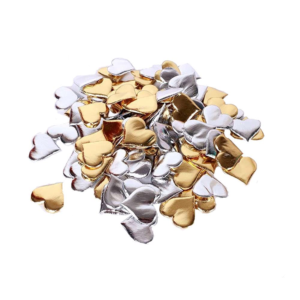 CENPEK 3.5cm Heart Confetti Fabric, 500 Pcs Heart Sponge Petals Decoration Heart Confetti Sponge Table Scatter for Valentine's Day Dating Wedding Festival, Gold and Silver