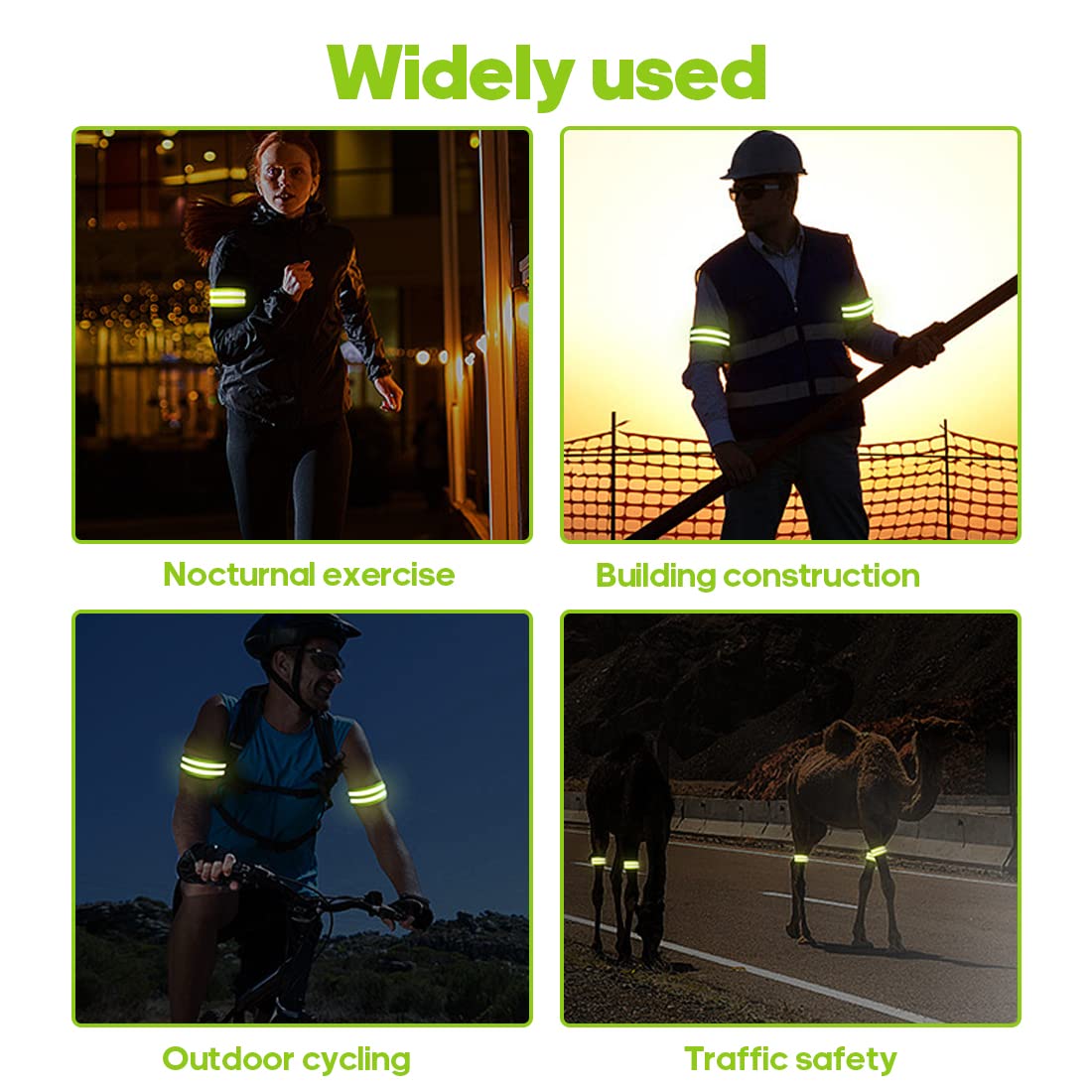 Bande Réfléchissante Brassard, 6PCS Brassard De Sécurité Réfléchissant, Brassards Réfléchissants Élastique, Bracelet Reflechissant, Brassard De Sécurité Haute Visibilité, Pour Cyclisme, Jogging