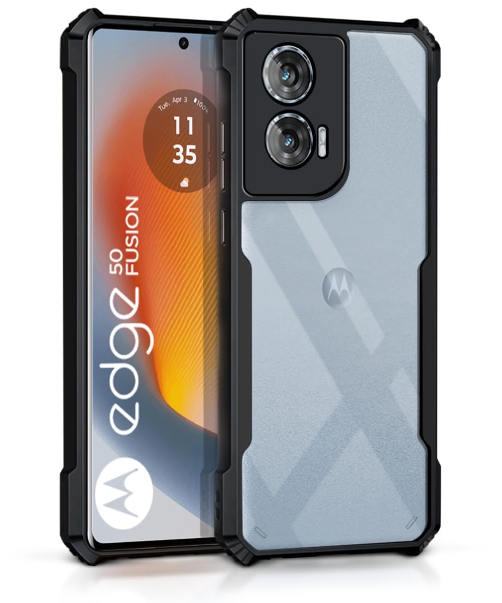 Zubitech Moto Edge 50 Fusion 5G Back Cover | Transparent Crystal Clear Hard PC Back Case with TPU Bumper, Drop Protection Case Cover for Moto Edge 50 Fusion