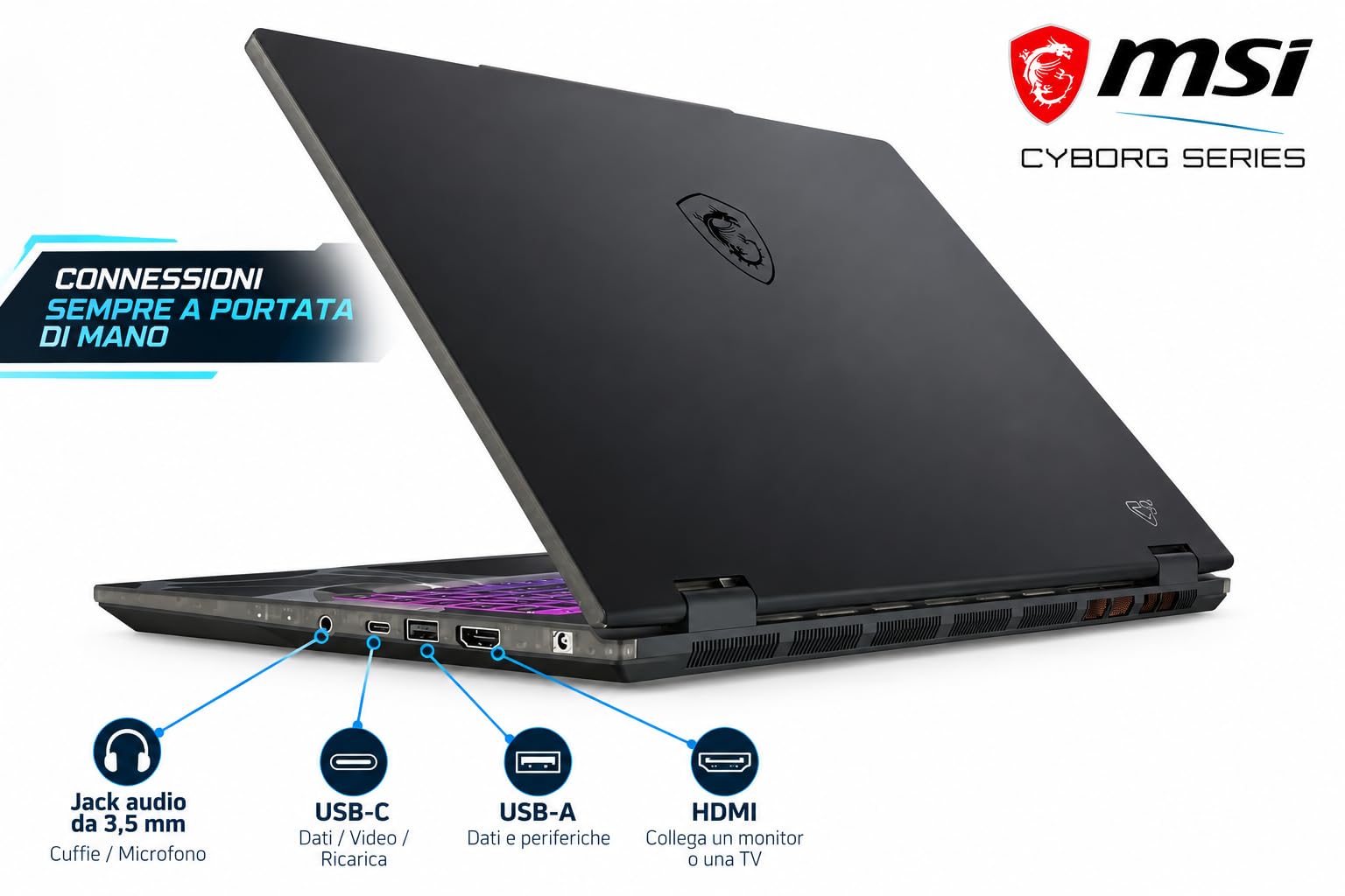 msi Cyborg 15 Gaming, Intel Core 9 270H, RTX 5060 8GB, 16GB DDR5, 1TB SSD