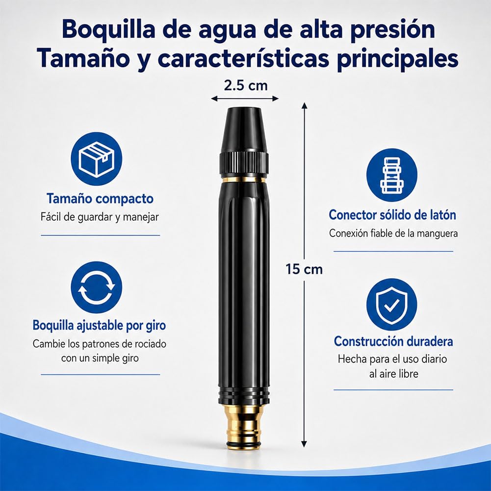 Boquilla de Agua de Alta Presion, Boquilla Manguera Alta Presion, Pistola de Agua de Alta PresióN para Regar Plantas Y Vegetales Y Lavado de Autos, Limpieza de Patio (A 2SET)