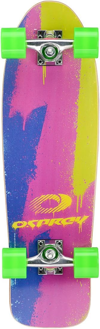 Osprey Retro Multi Colored Single Kick Mini Cruiser Skateboard, 28-Inch