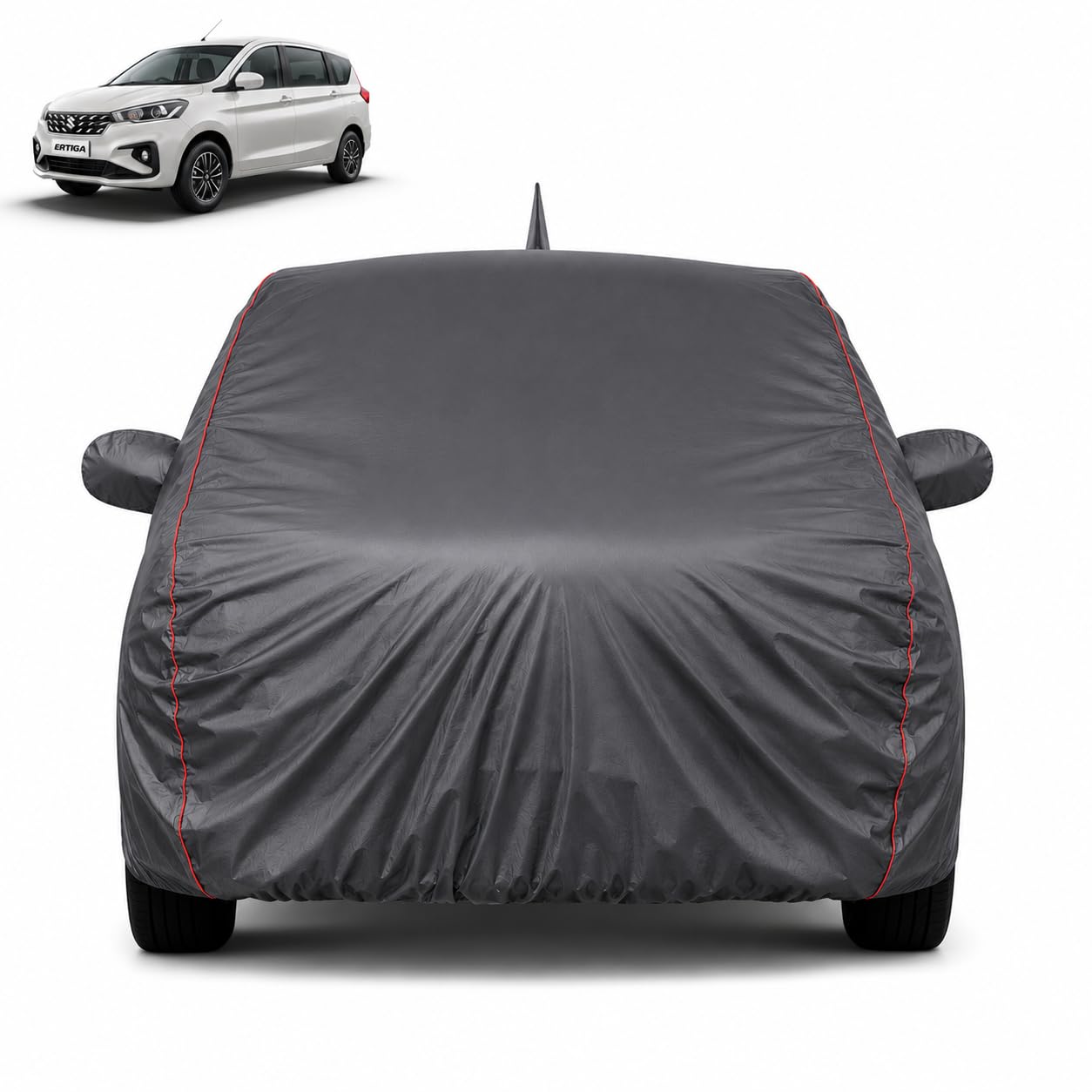 Car Cover for Ertiga, All Models, Darkgrey, Waterproof, Dustproof, UV Ray Protection, with Mirror and Antenna Pocket, Elastic Hem and Buckle Belt-image-37