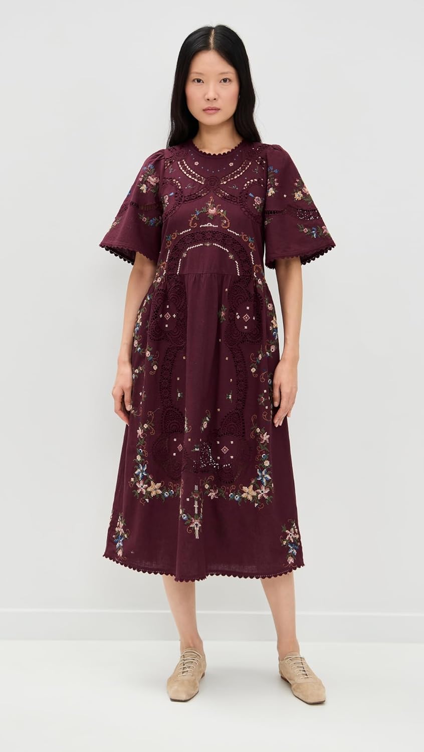 Sea Women's Edwina Embroidery Short Sleeve Dress - Image 2