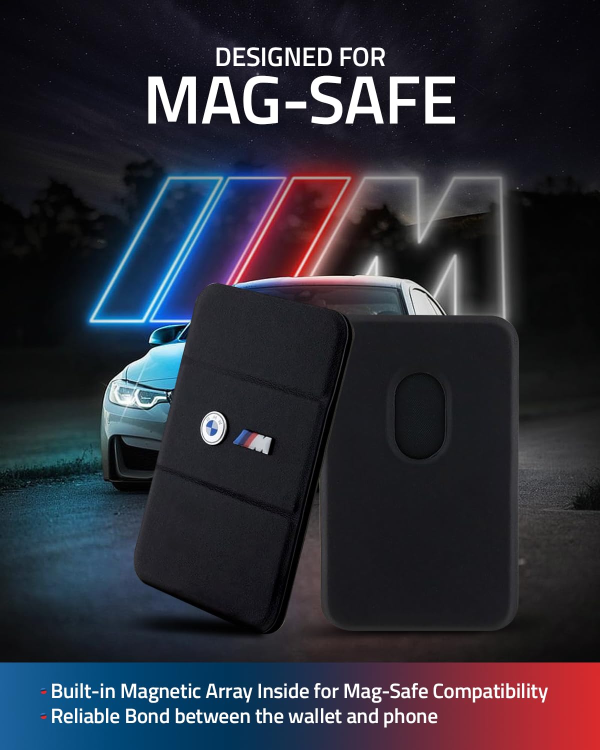 CG MOBILE BMW Wallet Card Slot Stand M Edition Kollektion Kompatibel mit MagSafe (Schwarz)