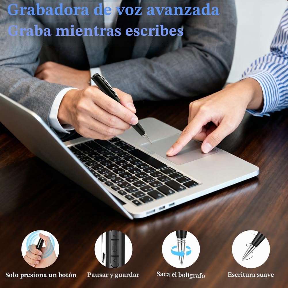 Ainiv Grabadora Voz Digital de 64 GB, Dispositivo Grabación Portátil con Audio HD, Reducción de Ruido Inteligente DSP, para Reuniones, Conferencias, Clases, Entrevistas