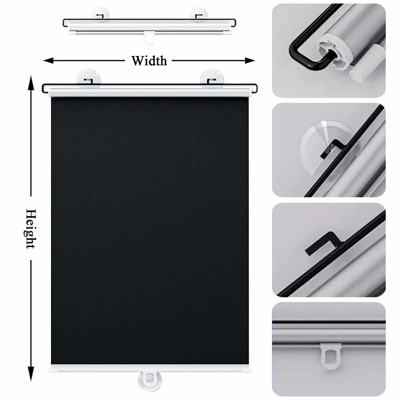 Store Enrouleur À Ventouse De Fenêtre, Store Enrouleur Occultant Thermiques, 40/45/50/58/68cm, Rideau Rétractable Portable, Tissu Anti-UV, Pas De Perçage Nécessaire,Black-60x180cm/24x71in