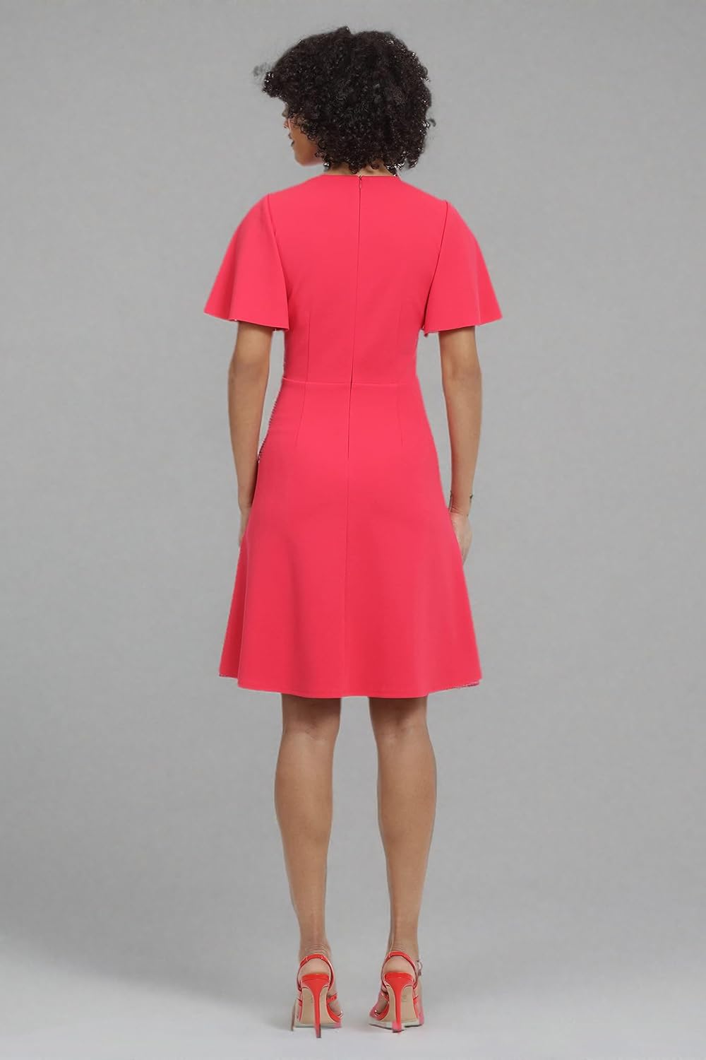 Maggy London Womens Dresses V-Neck Twist Waist Detail Crepe, Rose Red, 12 US - Image 3