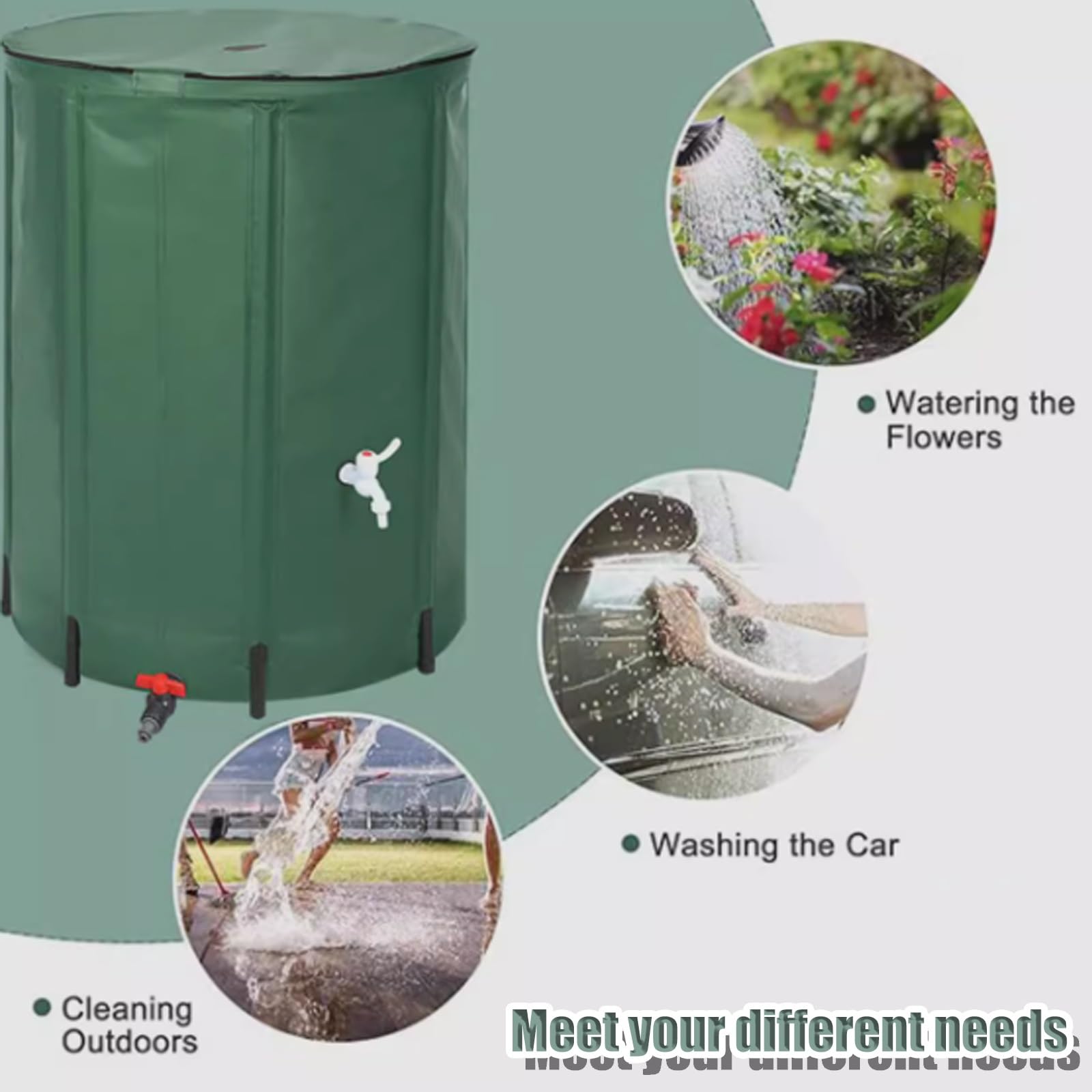 Cisterna for La Raccolta dell'Acqua Piovana in PVC, Tamburo di Raccolta dell'Acqua for Esterni, Serbatoio Pieghevole for L'acqua Piovana, for Il Giardino di Casa(200L)
