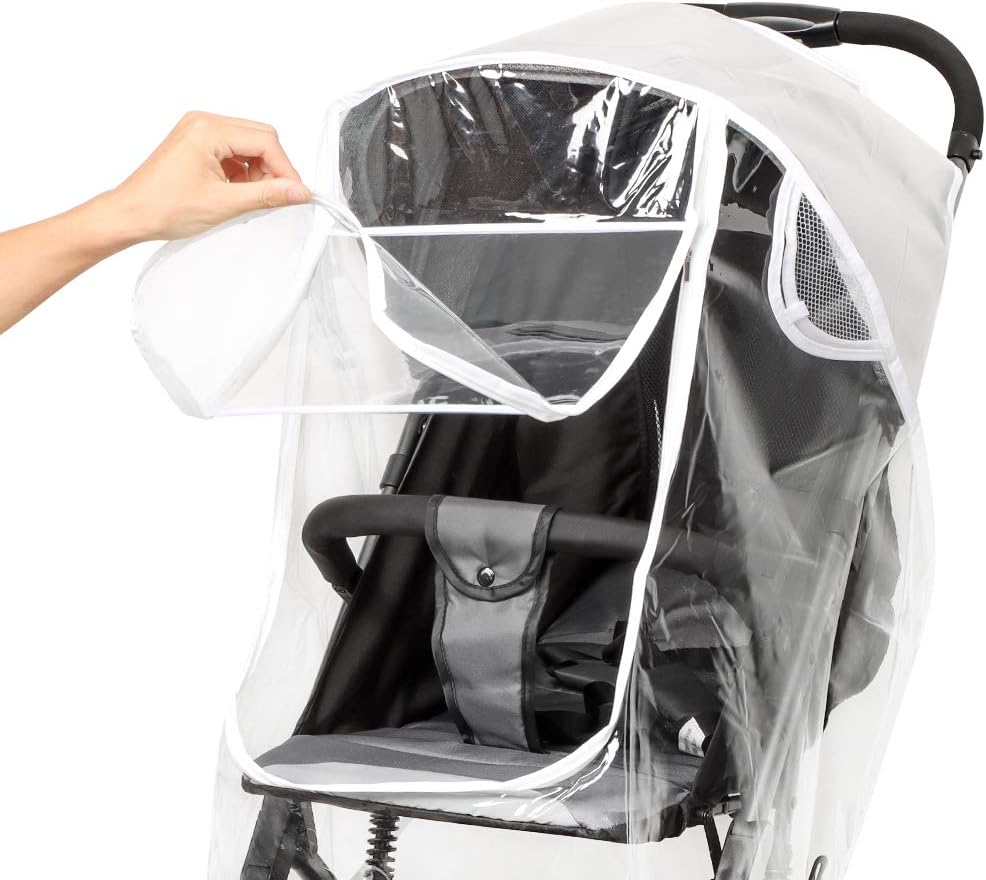 Upgraded Universal Stroller Rain Cover, Double Door Design & Large Storage Baby Stroller Weather Shield, Waterproof Stroller Cover, Food Grade EVA, Eye Protect (White) : Baby