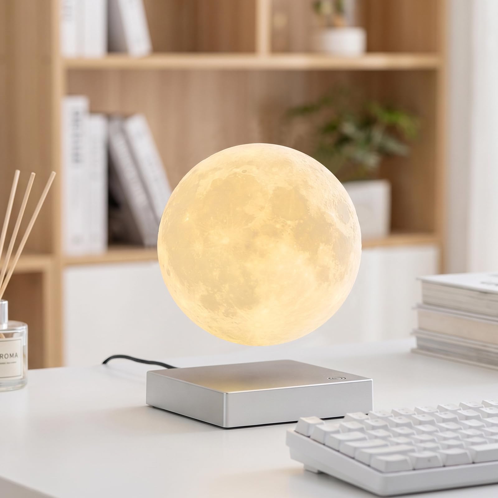 Magnetyczna lewitująca lampa księżycowa, pływająca lampa księżycowa z obrotową, sterowanie dotykowe, pływająca i wirująca lampa księżycowa do wystroju domu, biura, lampka nocna, kreatywny