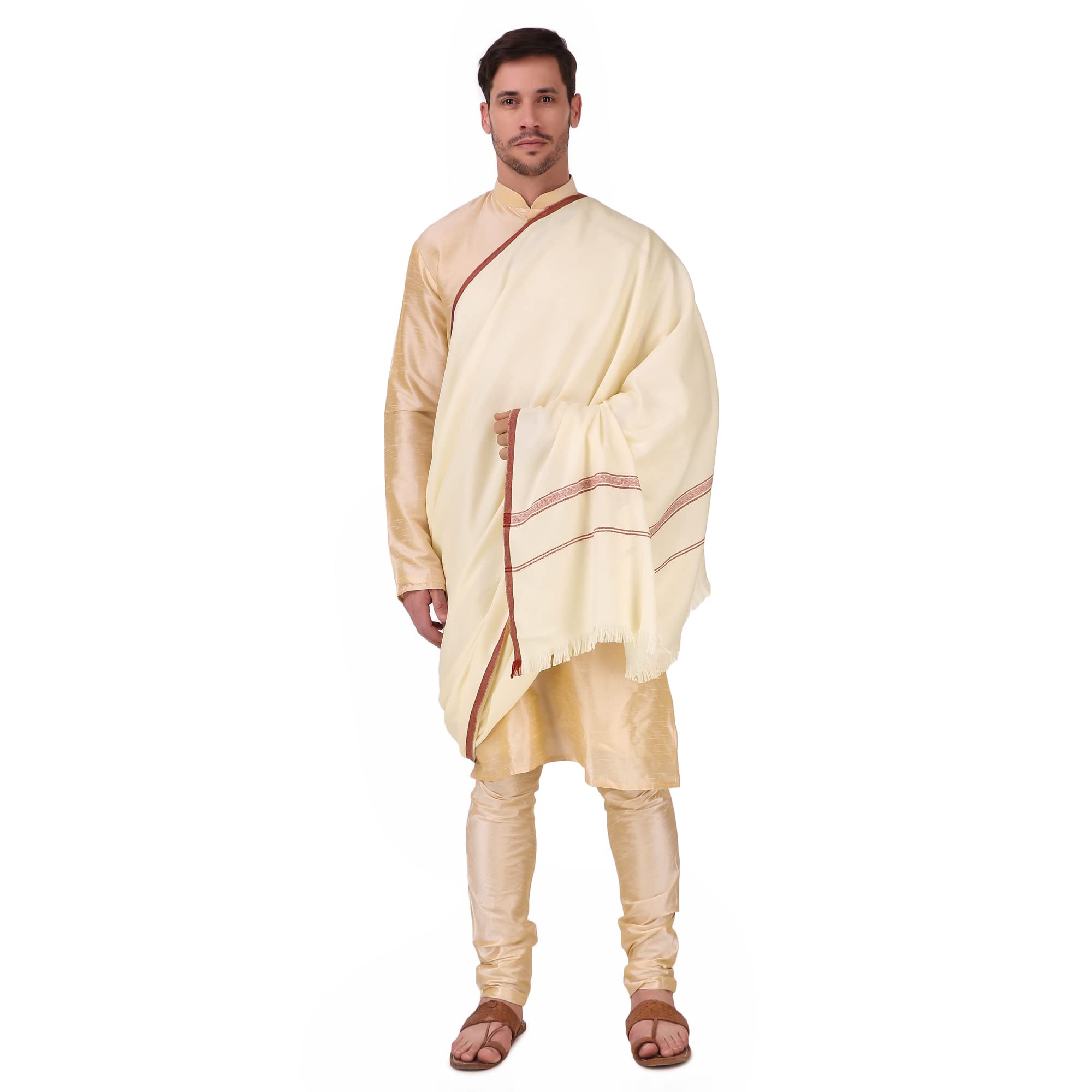 Mens Wool Blend Solid,Self Design Border Men Shawl/Lohi (Size-51 x 102 Inches)-image-23