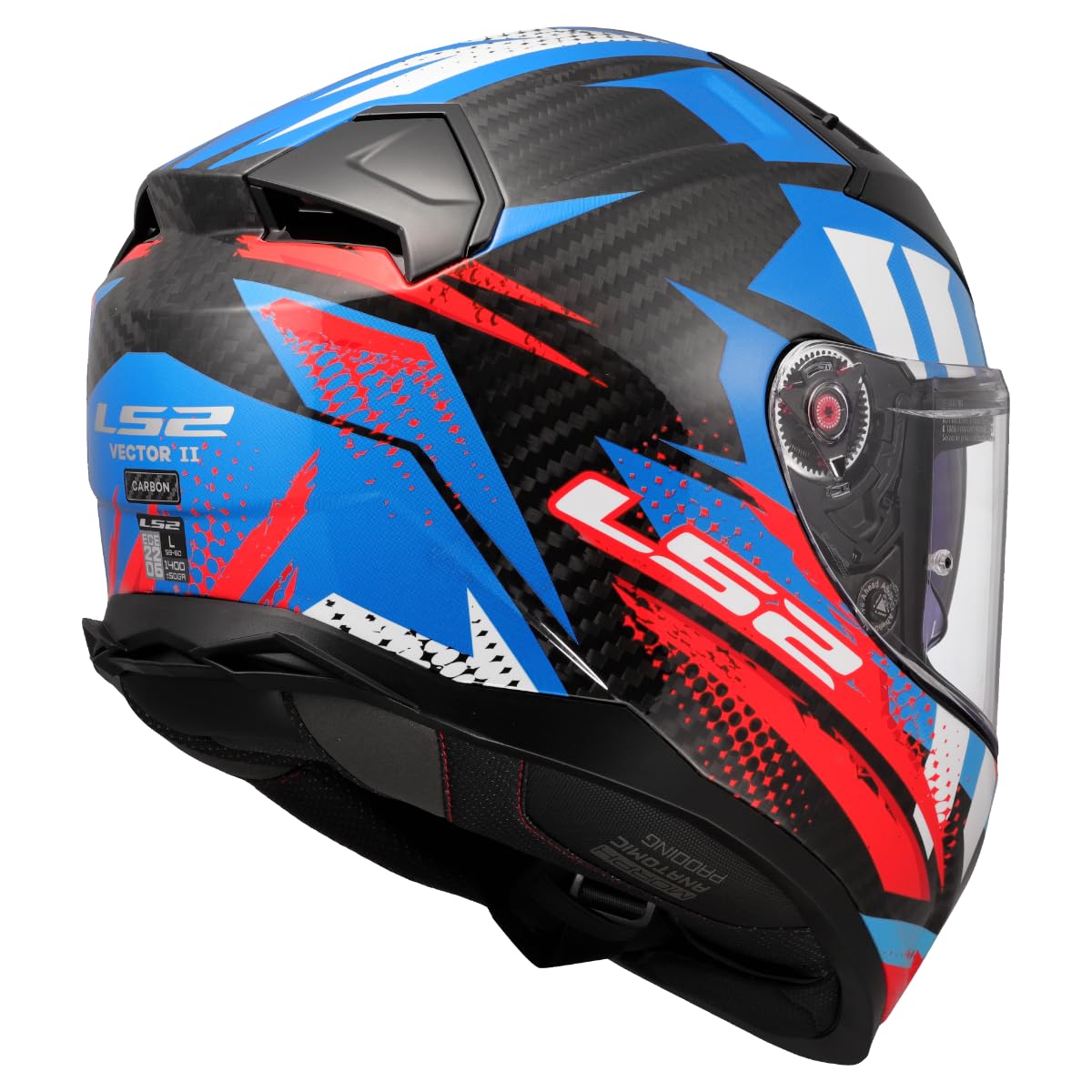 LS2 Unisex Vector II Carbon Tantic Red Blue Integraler Motorradhelm